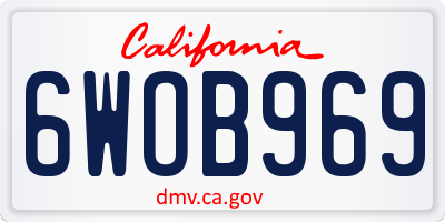 CA license plate 6WOB969