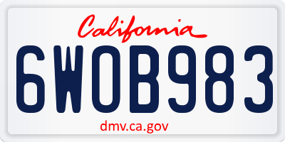 CA license plate 6WOB983