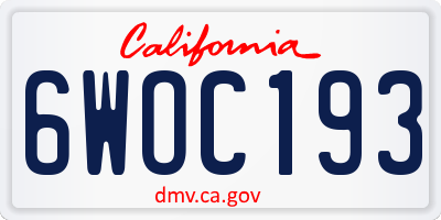 CA license plate 6WOC193