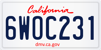 CA license plate 6WOC231