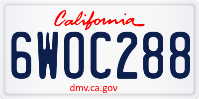 CA license plate 6WOC288