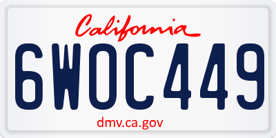 CA license plate 6WOC449