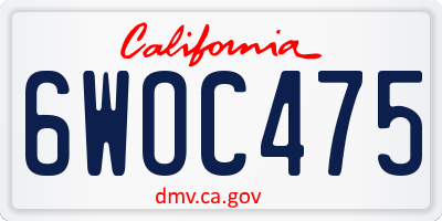 CA license plate 6WOC475