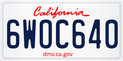 CA license plate 6WOC640