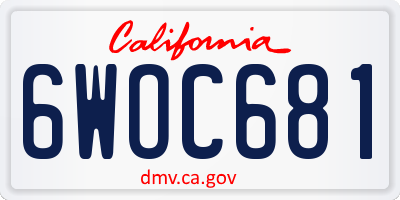 CA license plate 6WOC681