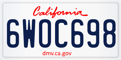 CA license plate 6WOC698