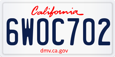 CA license plate 6WOC702