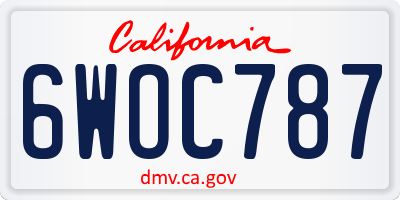 CA license plate 6WOC787