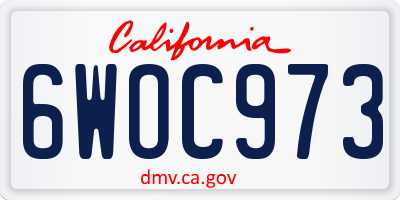 CA license plate 6WOC973