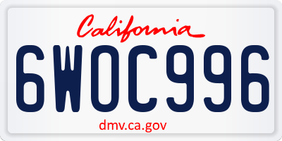 CA license plate 6WOC996