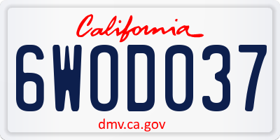 CA license plate 6WOD037
