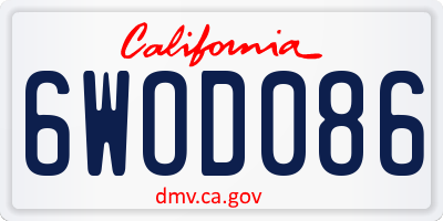 CA license plate 6WOD086