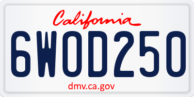 CA license plate 6WOD250