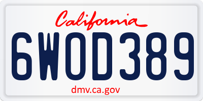 CA license plate 6WOD389