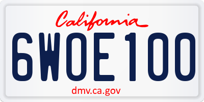 CA license plate 6WOE100