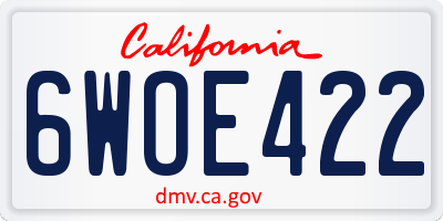 CA license plate 6WOE422