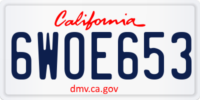 CA license plate 6WOE653