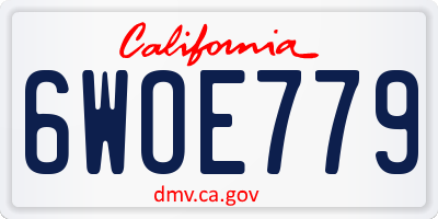 CA license plate 6WOE779