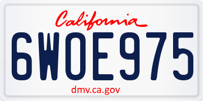 CA license plate 6WOE975