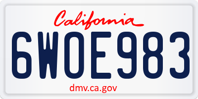 CA license plate 6WOE983
