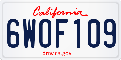 CA license plate 6WOF109