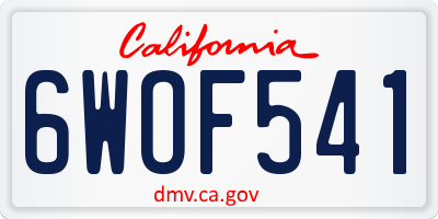 CA license plate 6WOF541