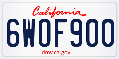 CA license plate 6WOF900