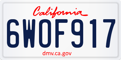 CA license plate 6WOF917