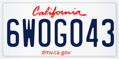 CA license plate 6WOG043