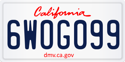 CA license plate 6WOG099