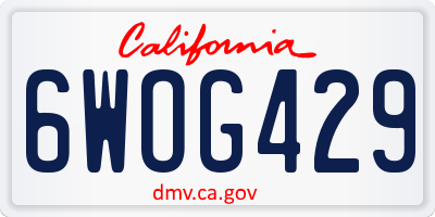CA license plate 6WOG429