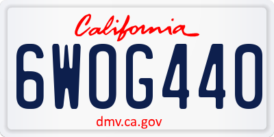 CA license plate 6WOG440