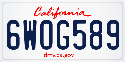 CA license plate 6WOG589