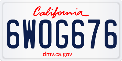 CA license plate 6WOG676