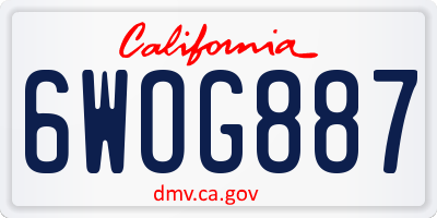 CA license plate 6WOG887
