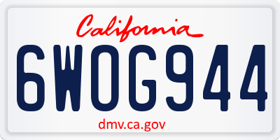 CA license plate 6WOG944