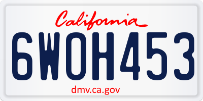 CA license plate 6WOH453