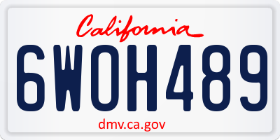 CA license plate 6WOH489