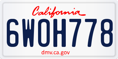 CA license plate 6WOH778