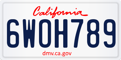 CA license plate 6WOH789