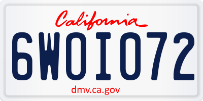 CA license plate 6WOI072