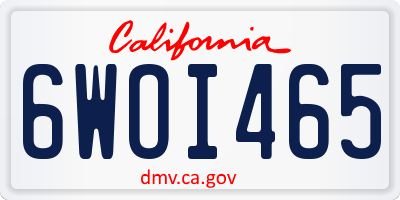 CA license plate 6WOI465