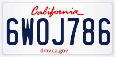 CA license plate 6WOJ786