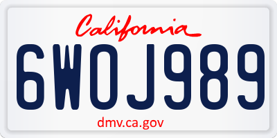 CA license plate 6WOJ989