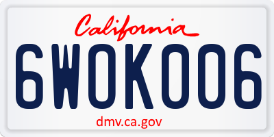 CA license plate 6WOK006
