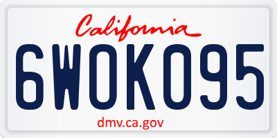 CA license plate 6WOK095