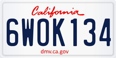 CA license plate 6WOK134