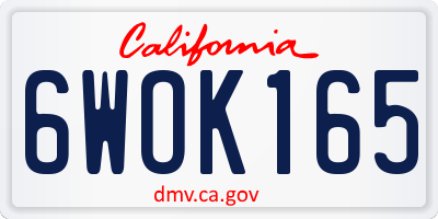 CA license plate 6WOK165