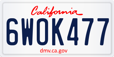 CA license plate 6WOK477