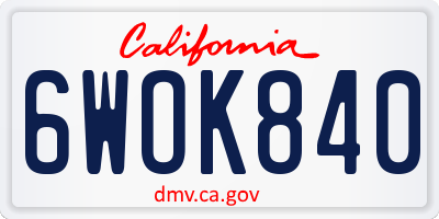 CA license plate 6WOK840